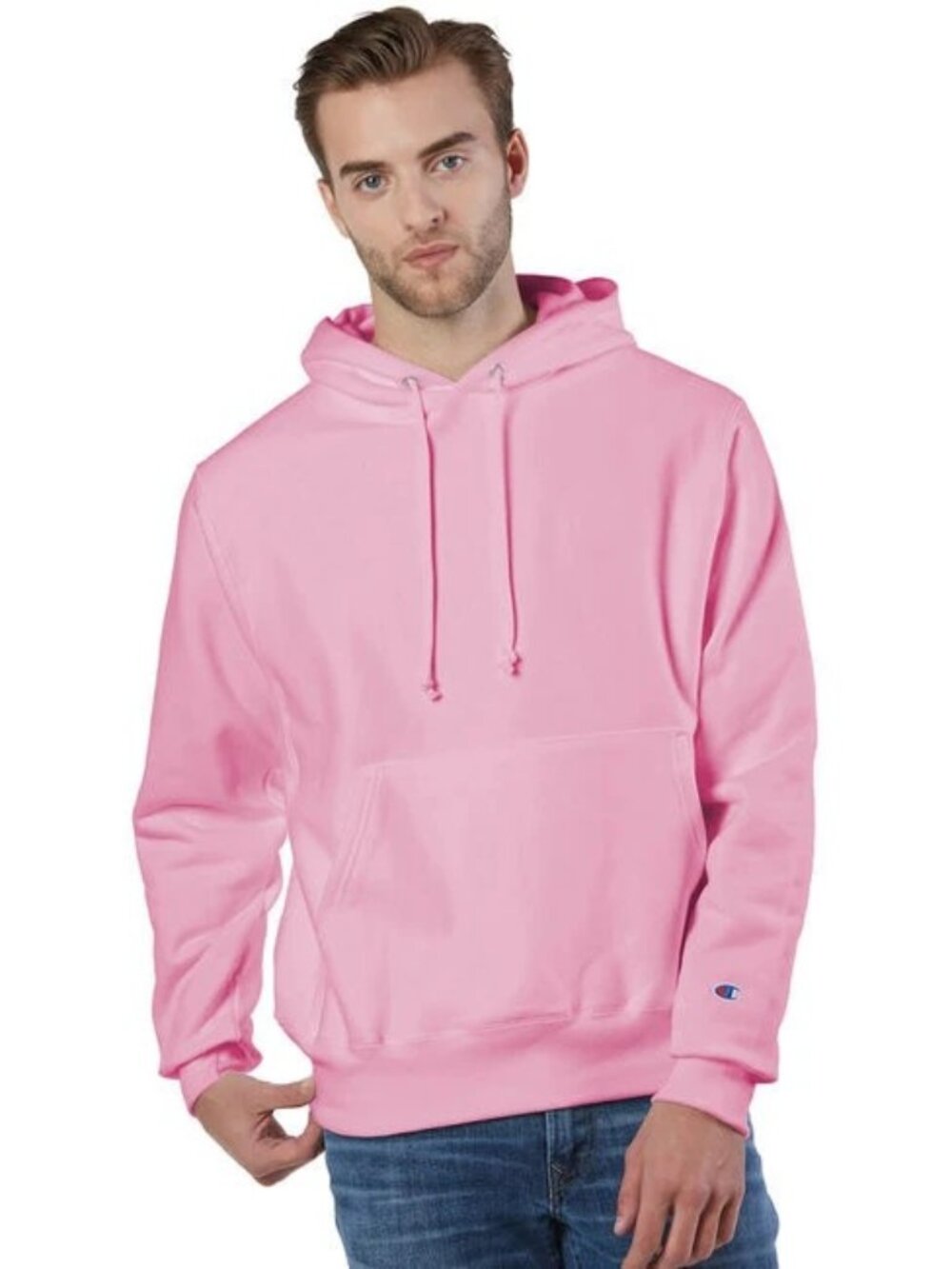 Champion Men's Reverse Weave Hoodie - Bright Pink